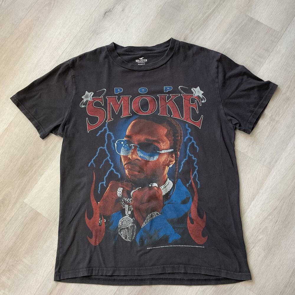 Hollister Pop Smoke Graphic Tee Relaxed Fit Mens M